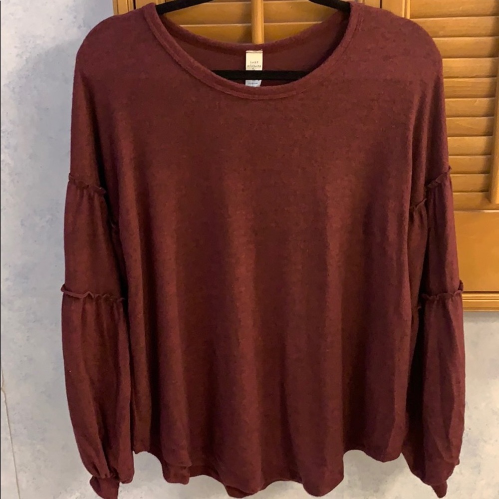 Trendy maroon balloon sleeve shirt